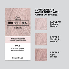 COLORCHARM T05 Pale Rose Blonde Toner with brush and gloves