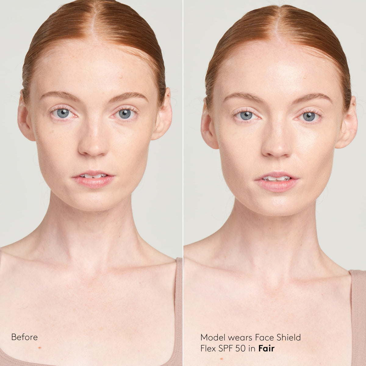 Colorescience Total Protection Face Shield Flex SPF 50 Fair blended on skin