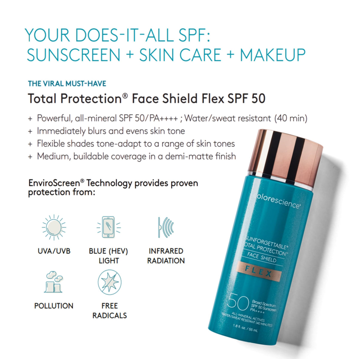 Colorescience Total Protection Face Shield Flex SPF 50 Light texture on skin