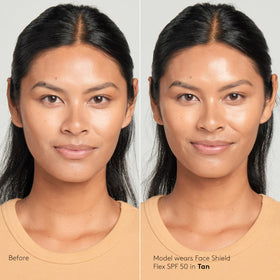 Colorescience Total Protection Face Shield Flex SPF 50 Tan blended on skin