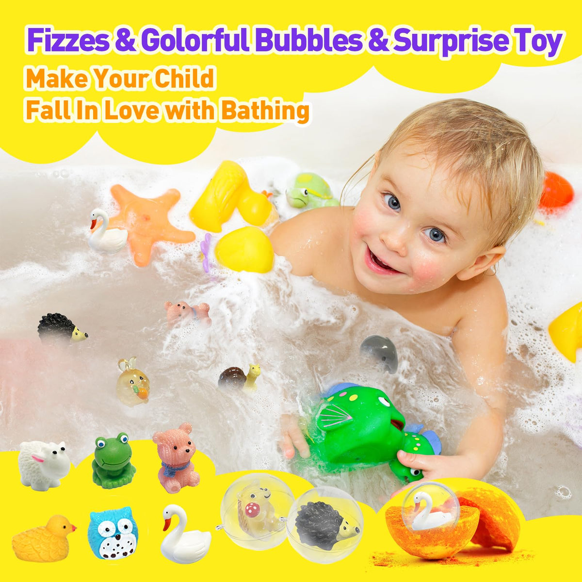 Colorful bath bombs in a beautiful box
