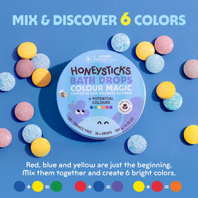 Colorful water created with Honeysticks Bath Color Tablets