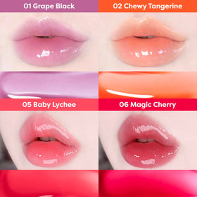COLORGRAM Fruity Glass Gloss 01 Grape Black swatch on skin