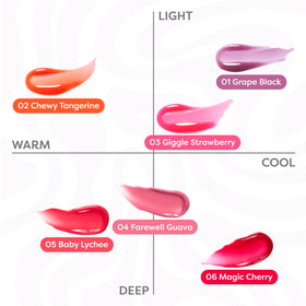 COLORGRAM Fruity Glass Gloss 06 Magic Cherry swatch on lips