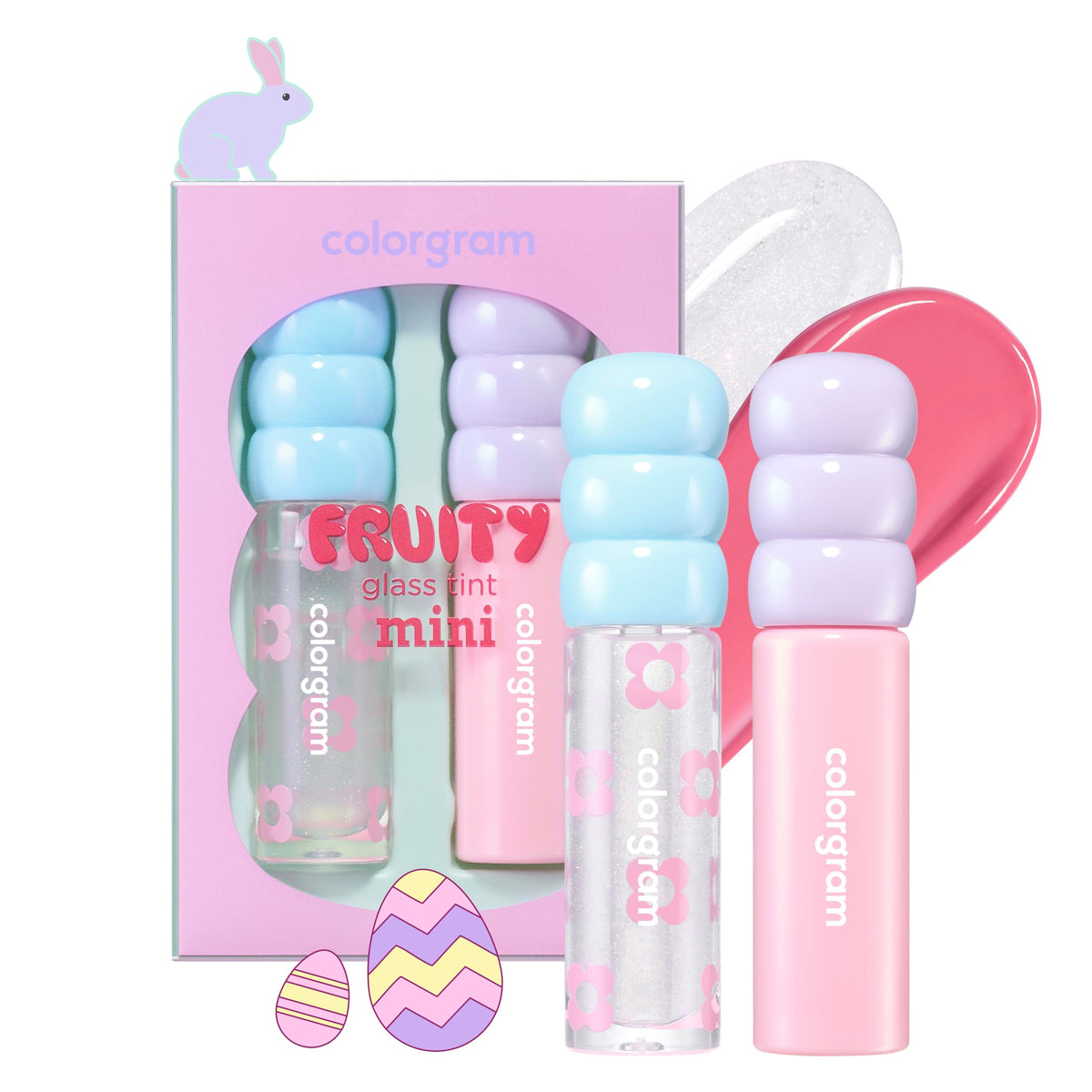 COLORGRAM Fruity Glass Tint Mini Set 03 front view with two lip tints