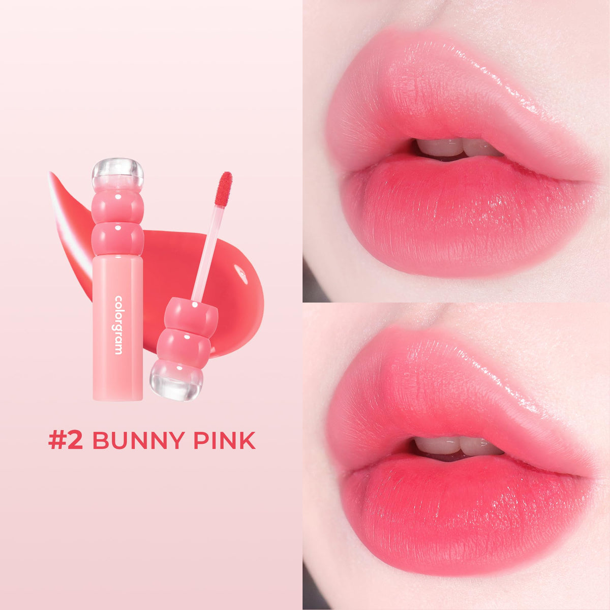 COLORGRAM Fruity Water Tint 02 Bunny Pink swatch on skin
