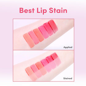 COLORGRAM Fruity Water Tint 05 Dainty Cherry on lips