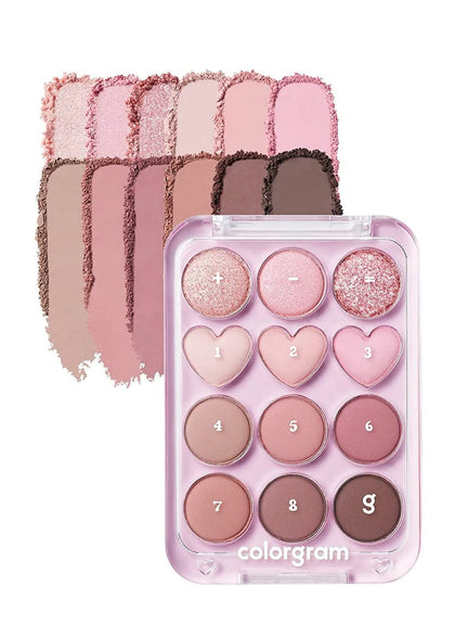 COLORGRAM Pin Point Eyeshadow Palette 02 Pink+Mauve front view