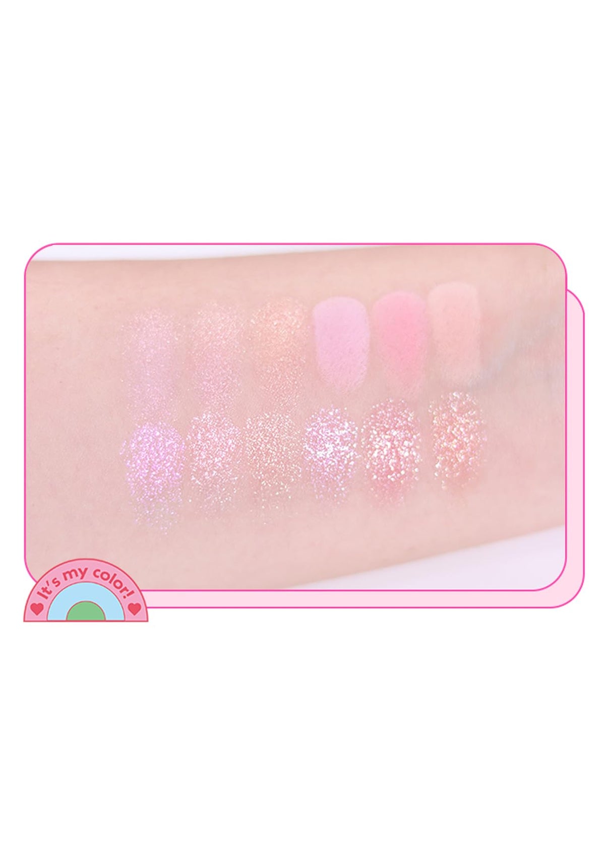 COLORGRAM Pin Point Eyeshadow Palette 04 Bright+Cool close-up of matte and glitter shades