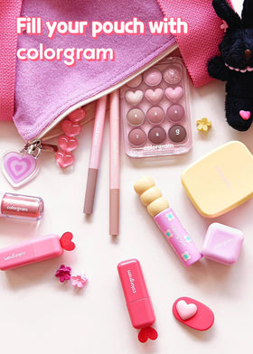 COLORGRAM Pin Point Eyeshadow Palette 04 Bright+Cool with makeup brushes