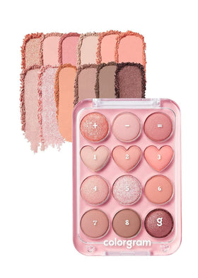 COLORGRAM Pin Point Eyeshadow Palette front view with 12 shades