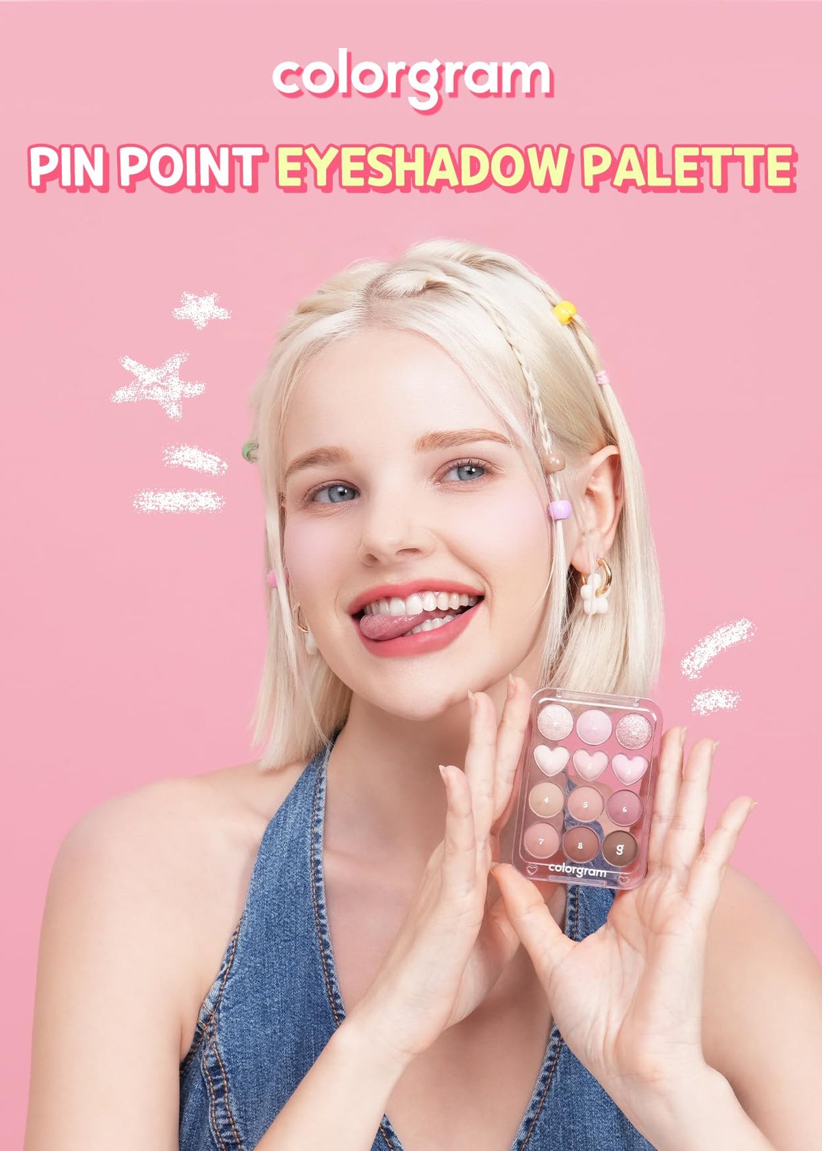 COLORGRAM Pin Point Eyeshadow Palette showing 12 shades