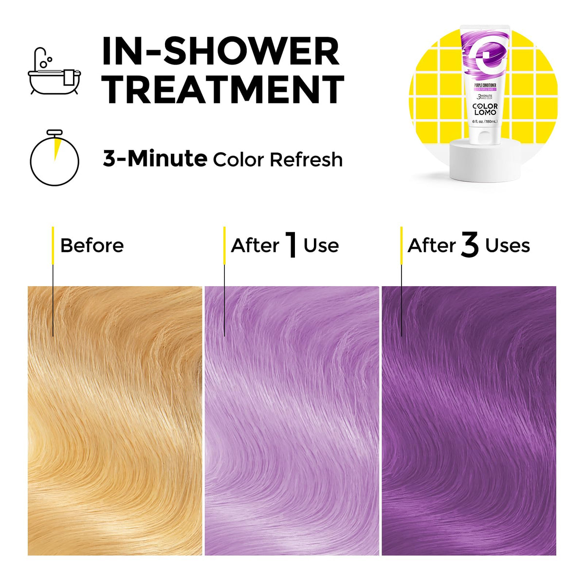 COLORLOMO Purple Hair Color Conditioner application on hair