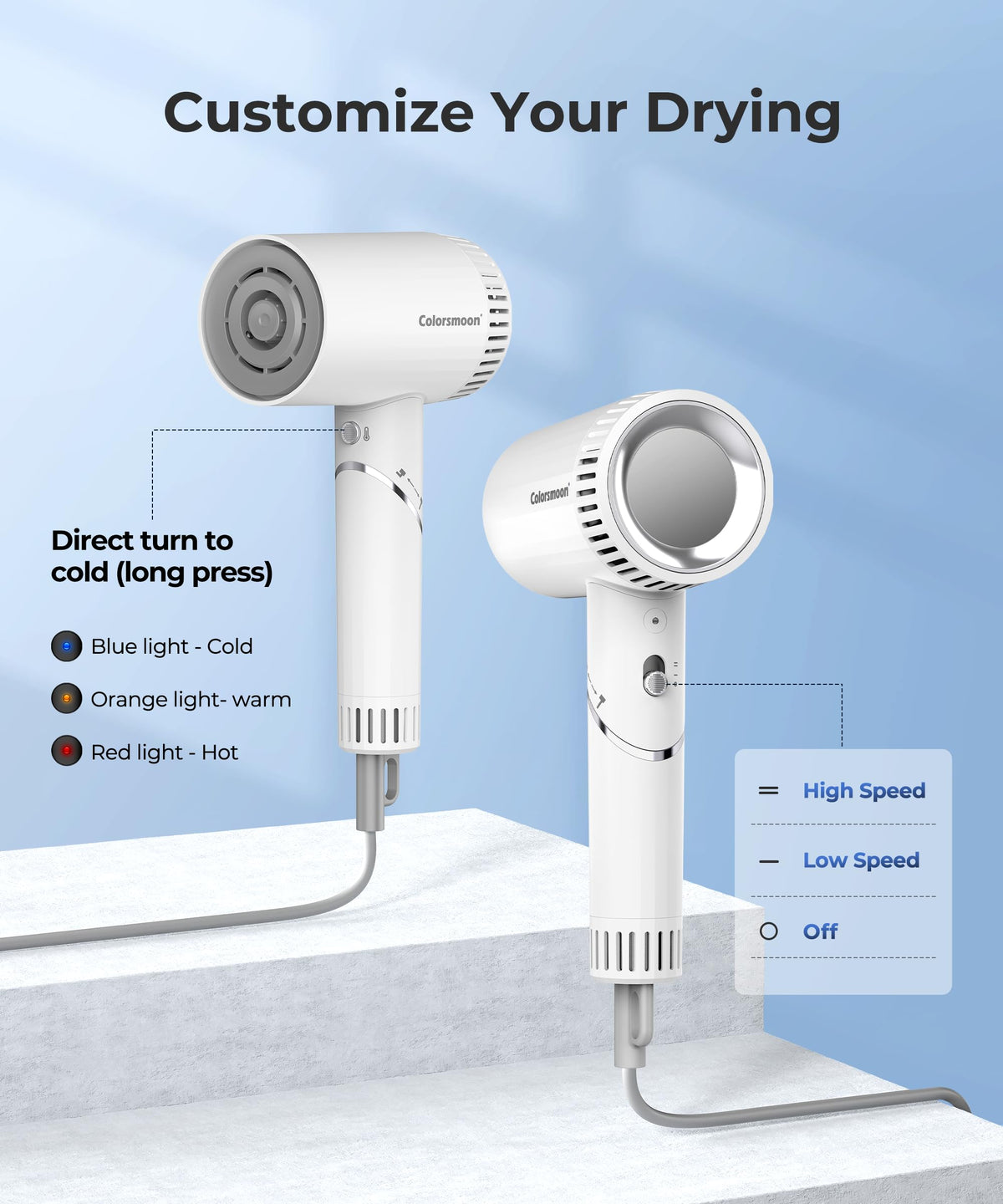 colorsmoon Hair Dryer displaying the sound-absorbing bracket
