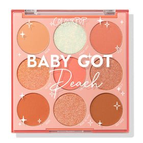 ColourPop Baby Got Peach Eyeshadow Palette front view with 9 shades