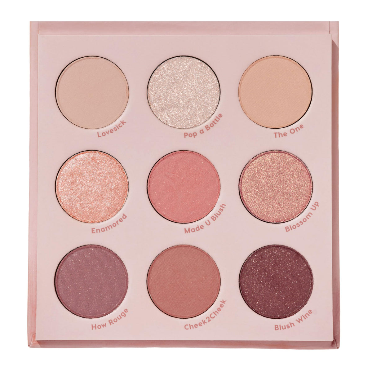 ColourPop Blush Crush Eyeshadow Palette front view with mauve and gold shades