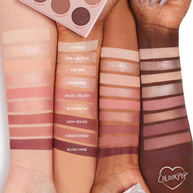 ColourPop Blush Crush Eyeshadow Palette open, showcasing vibrant pink and gold shades
