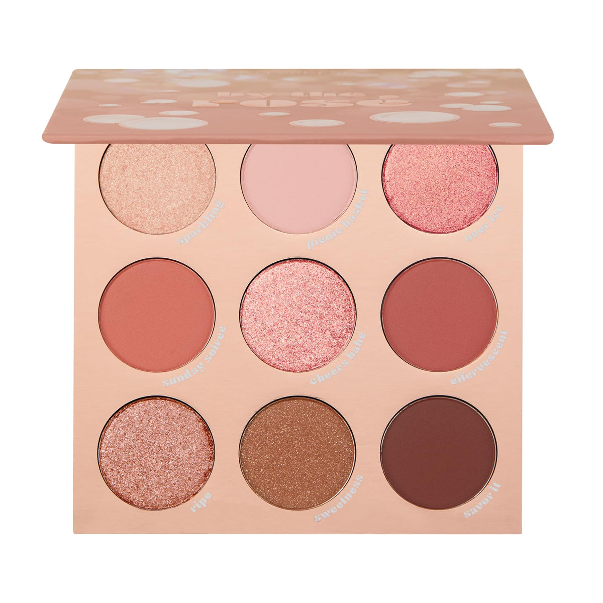 ColourPop By The Rosé Eyeshadow Palette front view with shades