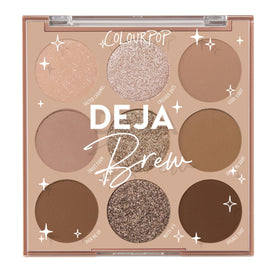 ColourPop Deja Brew Eyeshadow Palette front view with 9 shades