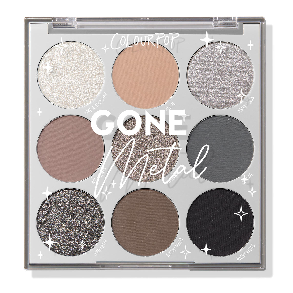 ColourPop Eyeshadow Palette Gone Metal front view with multi-finish shades