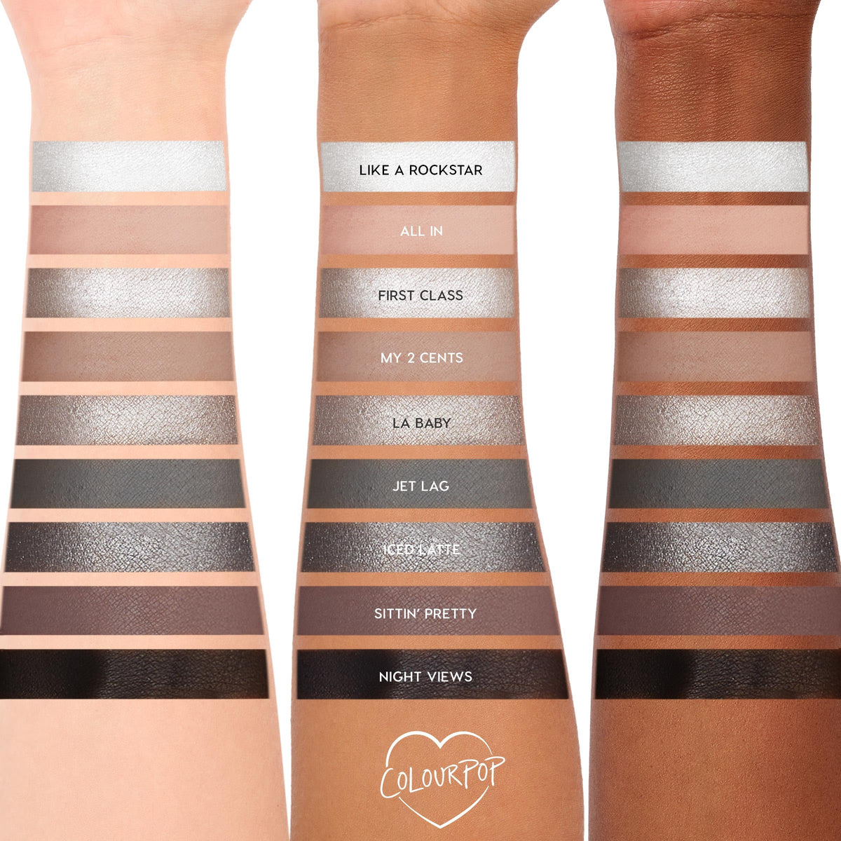 ColourPop Eyeshadow Palette Gone Metal with applicator brushes