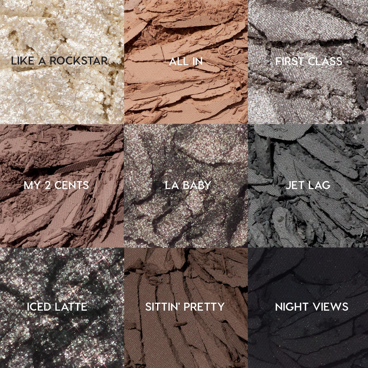 ColourPop Eyeshadow Palette Gone Metal with swatches of shades on skin