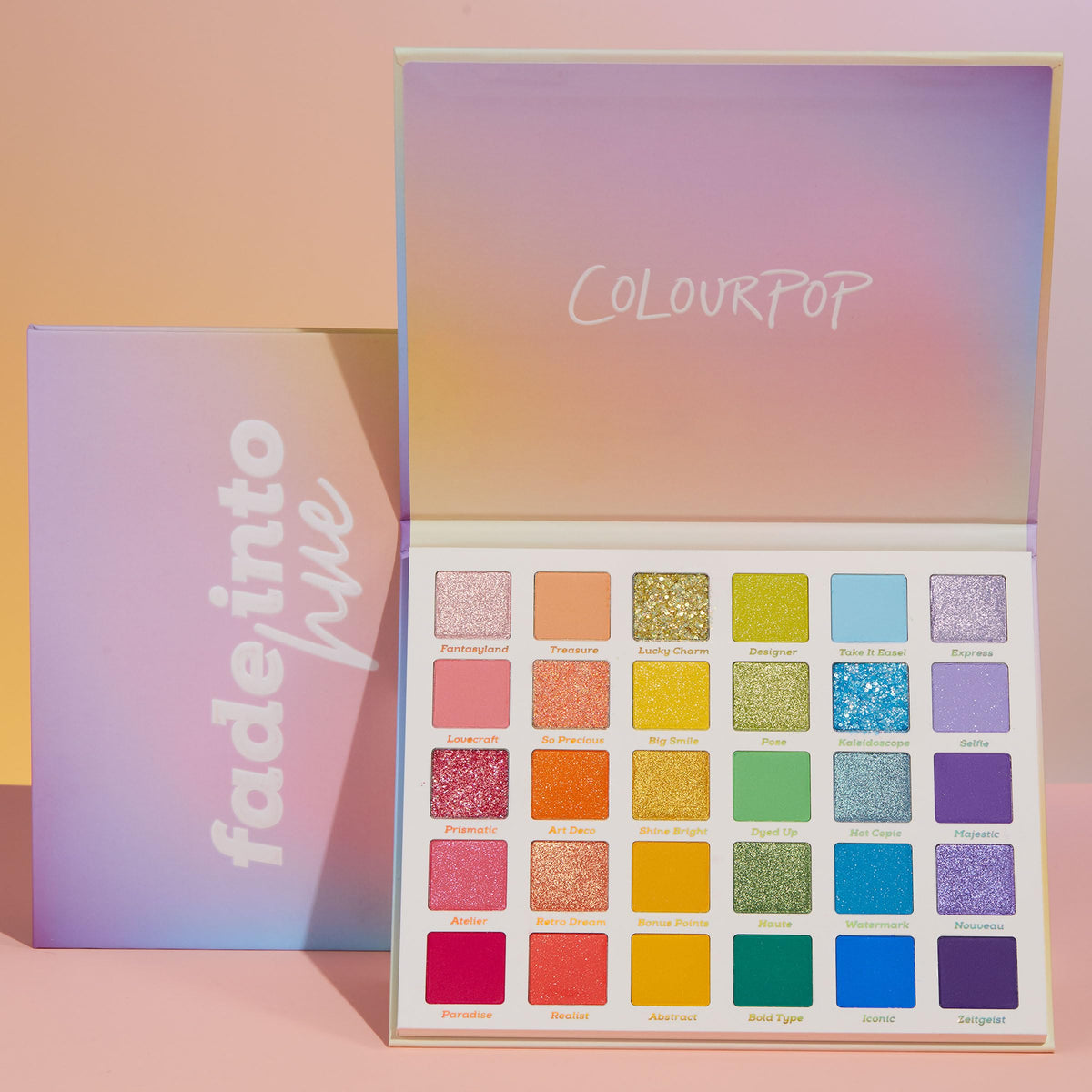 ColourPop Fade Into Hue Eyeshadow Palette with brushes for application