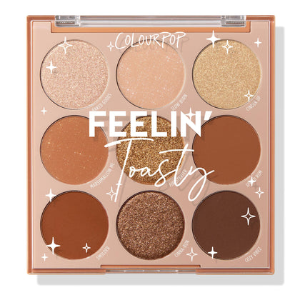 ColourPop Feelin' Toasty Eyeshadow Palette front view with multi-finish shades