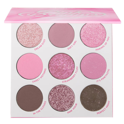 ColourPop Pink Dreams Eyeshadow Palette front view with 9 shades