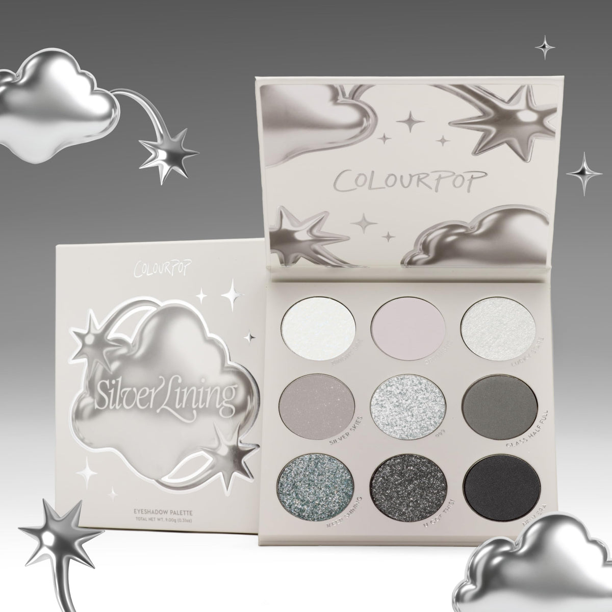ColourPop Silver Lining palette with a makeup look created using the shades