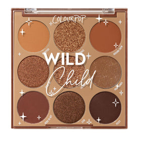 ColourPop Wild Child Eyeshadow Palette front view showcasing 9 chocolate brown shades