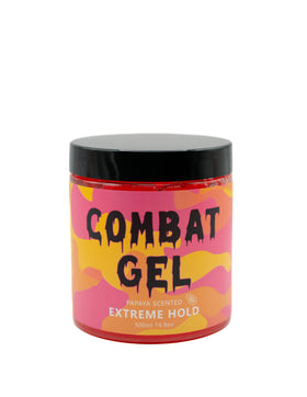 Combat Gel Extreme Hold Hair Gel 500ML on a bathroom shelf