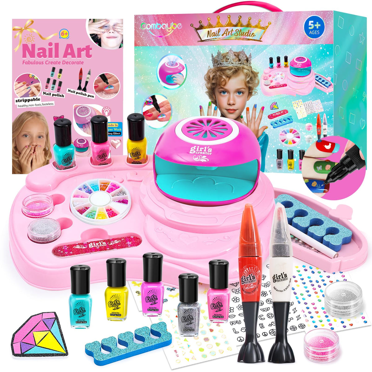 Combaybe Kids Nail Polish Set complete kit with storage desk
