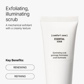 Comfort Zone Essential Scrub back view showing ingredients