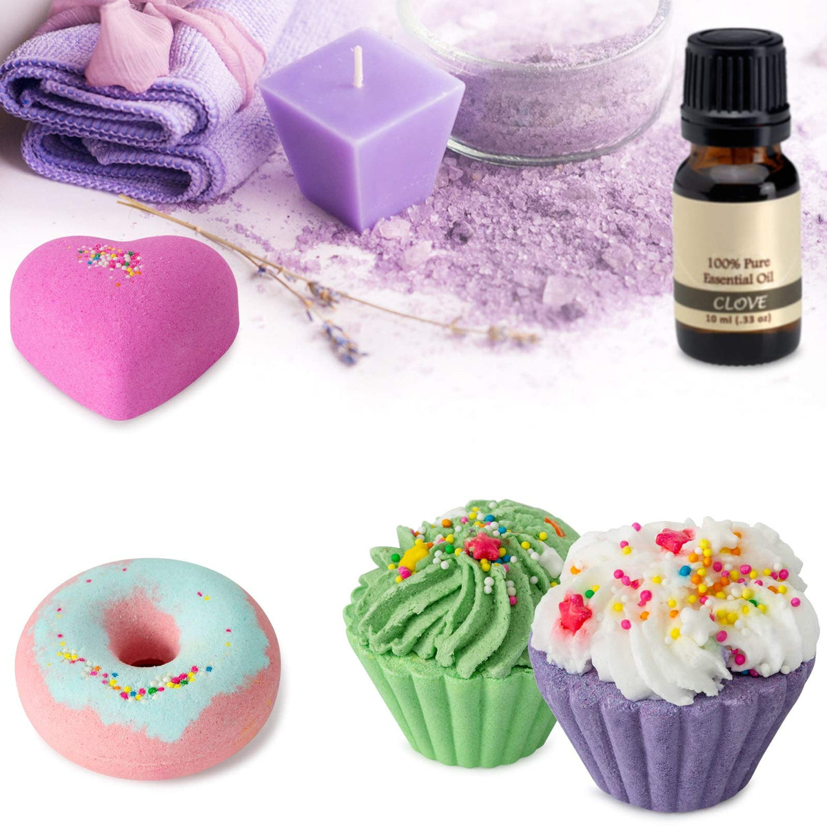 comfso Bath Bombs eucalyptus scent with vibrant colors