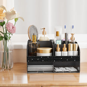 COMFYROOM Bling Makeup Organizer with lipsticks and brushes organized