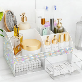 COMFYROOM Makeup Organizer Bling White front view