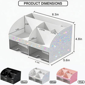 COMFYROOM Makeup Organizer Bling White side view