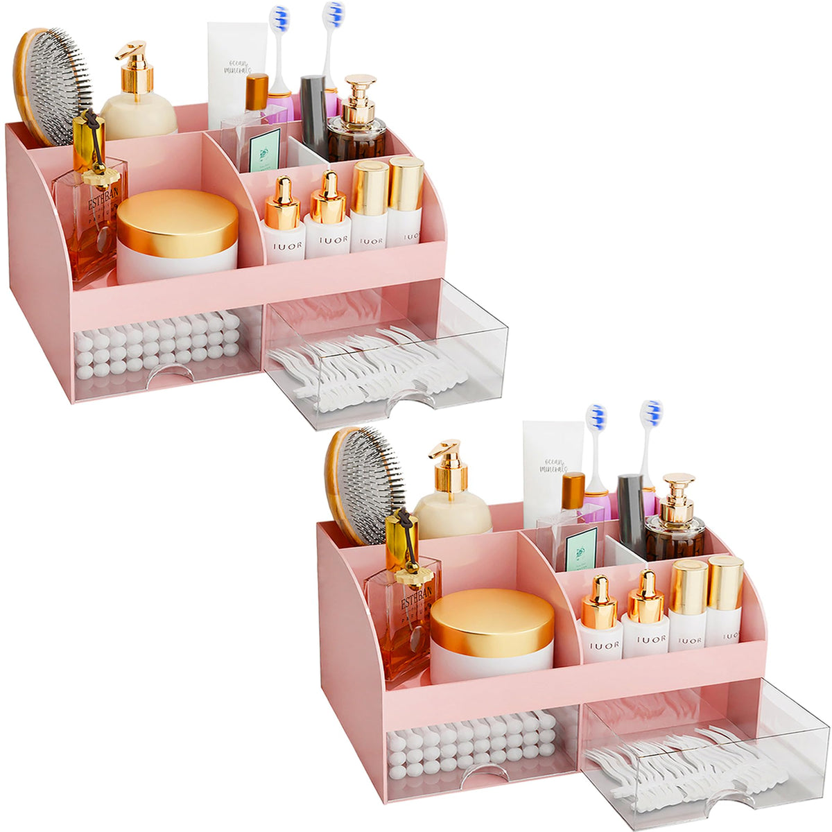 COMFYROOM Makeup Organizer front view with transparent drawers