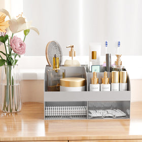 COMFYROOM Makeup Organizer Grey with stationery items