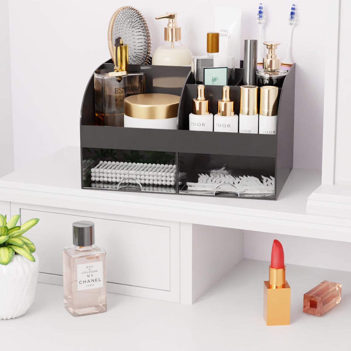 COMFYROOM Makeup Organizer packaging and dimensions
