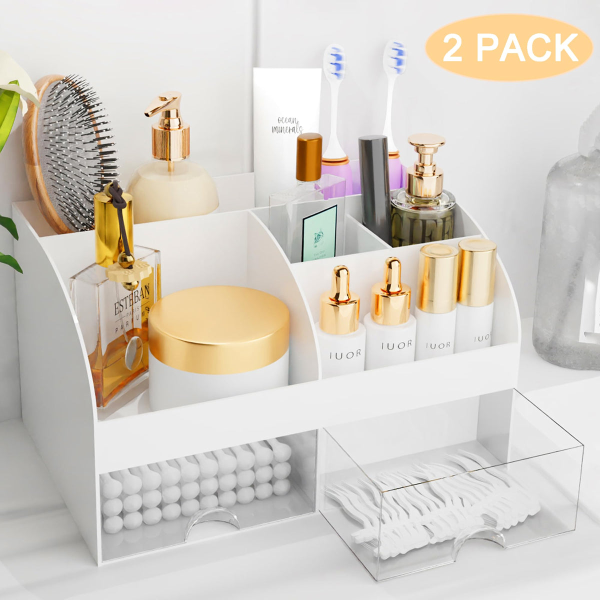 COMFYROOM Makeup Organizer side view showcasing multiple compartments