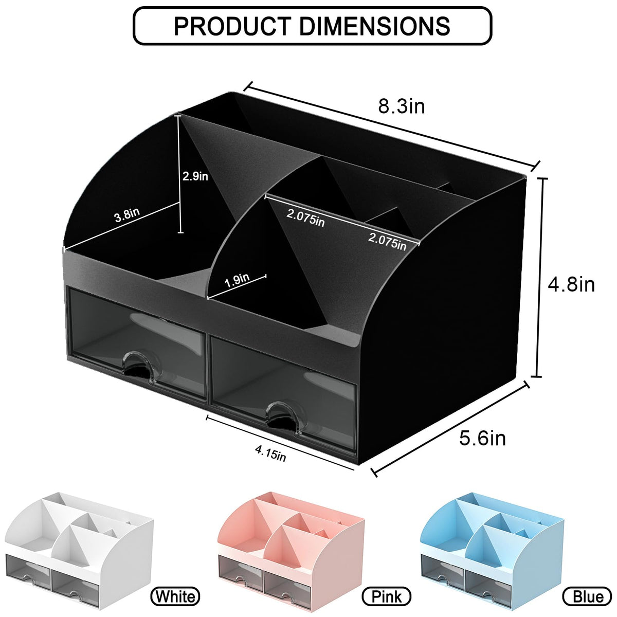 COMFYROOM Makeup Organizer side view showing compartments