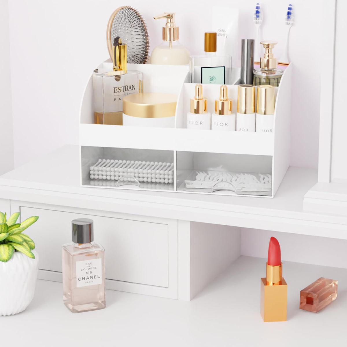 COMFYROOM Makeup Organizer with skincare products inside