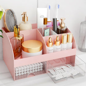 COMFYROOM pink makeup organizer front view with drawers