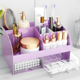COMFYROOM purple makeup organizer front view with drawers