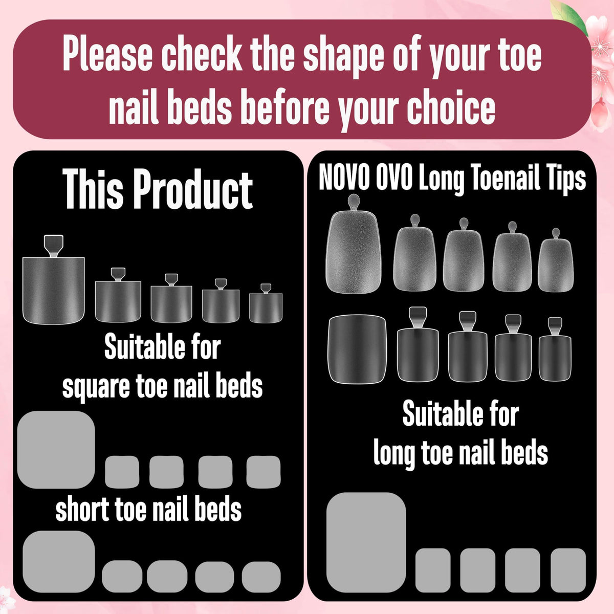 Comparison of NOVO OVO Sharp Square Toe Nail Tips with traditional tips