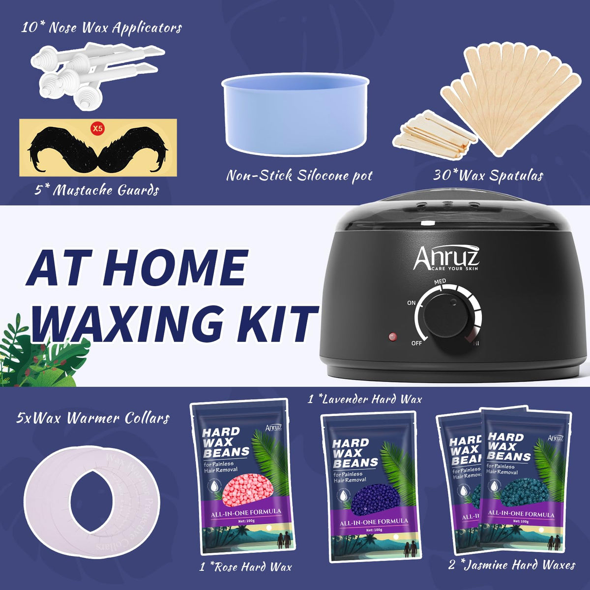 Complete ANRUZ Waxing Kit displayed on a countertop
