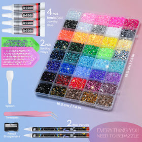 Complete bedazzler kit tools including pickup pens and glue