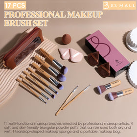 Complete BS-MALL makeup brush set displayed on a vanity
